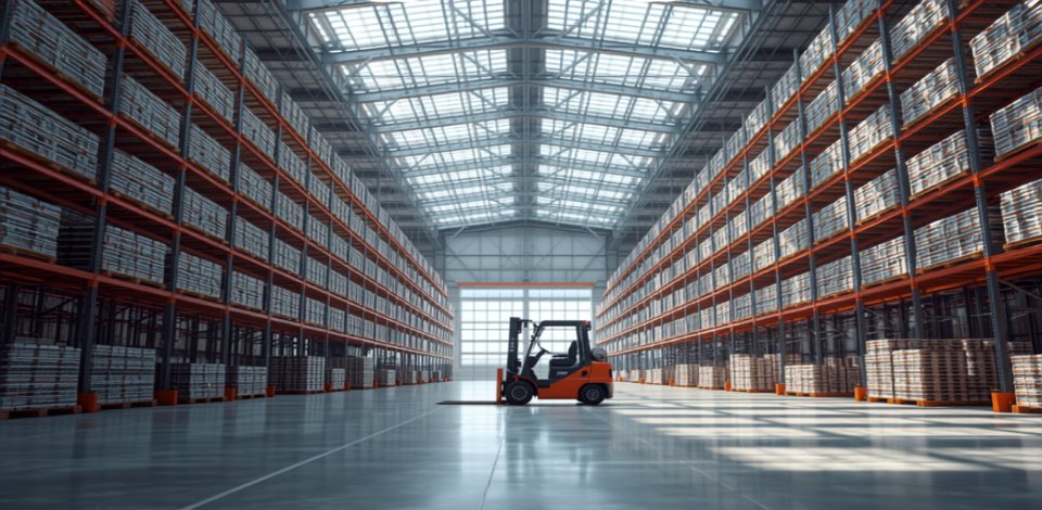 Wnętrze nowoczesnego magazynu logistycznego